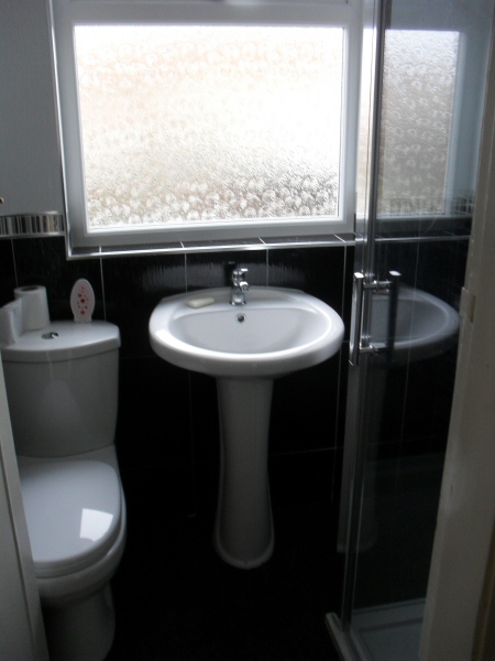 Photo - Contemporary Bathroom (1 of 3) - Bathroom suite fitted in a Fleetwood home, making good use of limited space. - Fitted Kitchens and Bathrooms - Home - © J C Joinery