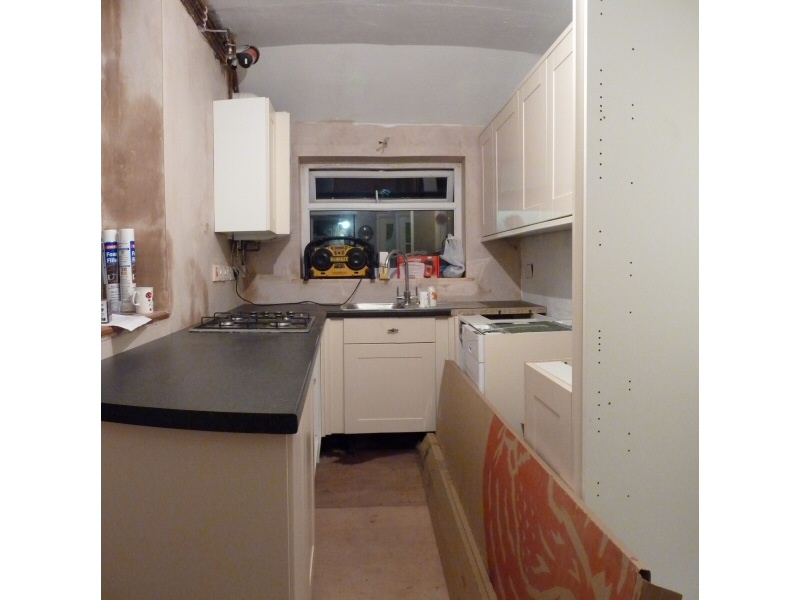 Photo - Fitted Kitchen, Blackpool (3 of 6) - Work tops added, along with hob and sink fittings. - Fitted Kitchens and Bathrooms - Home - © J C Joinery