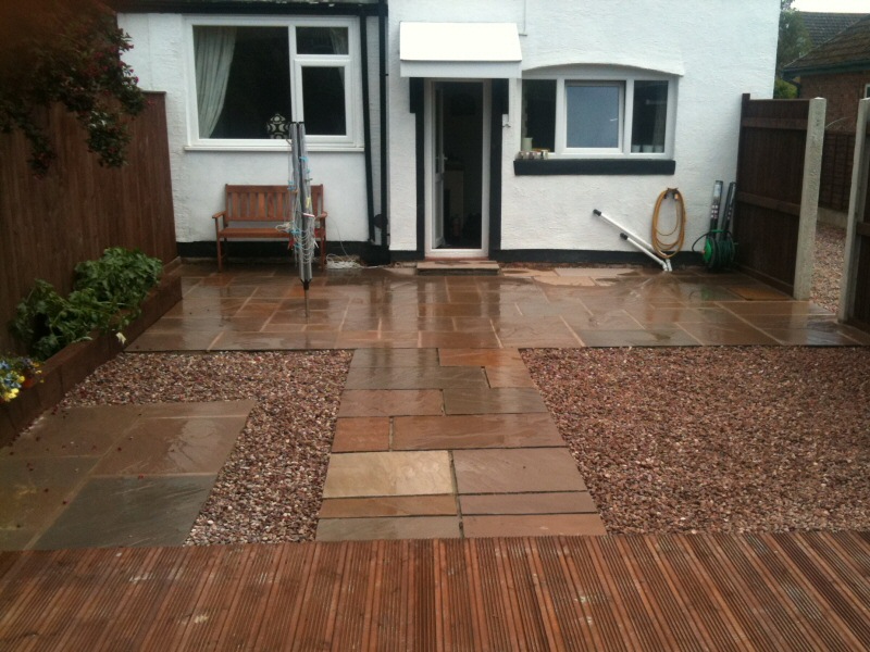 Photo - Indian Paving (1 of 1) - Rear garden in Preston transformed using indian stone paving, railway sleepers, loose gravel and new fencing. - Other Joinery and Building Work - Home - © J C Joinery